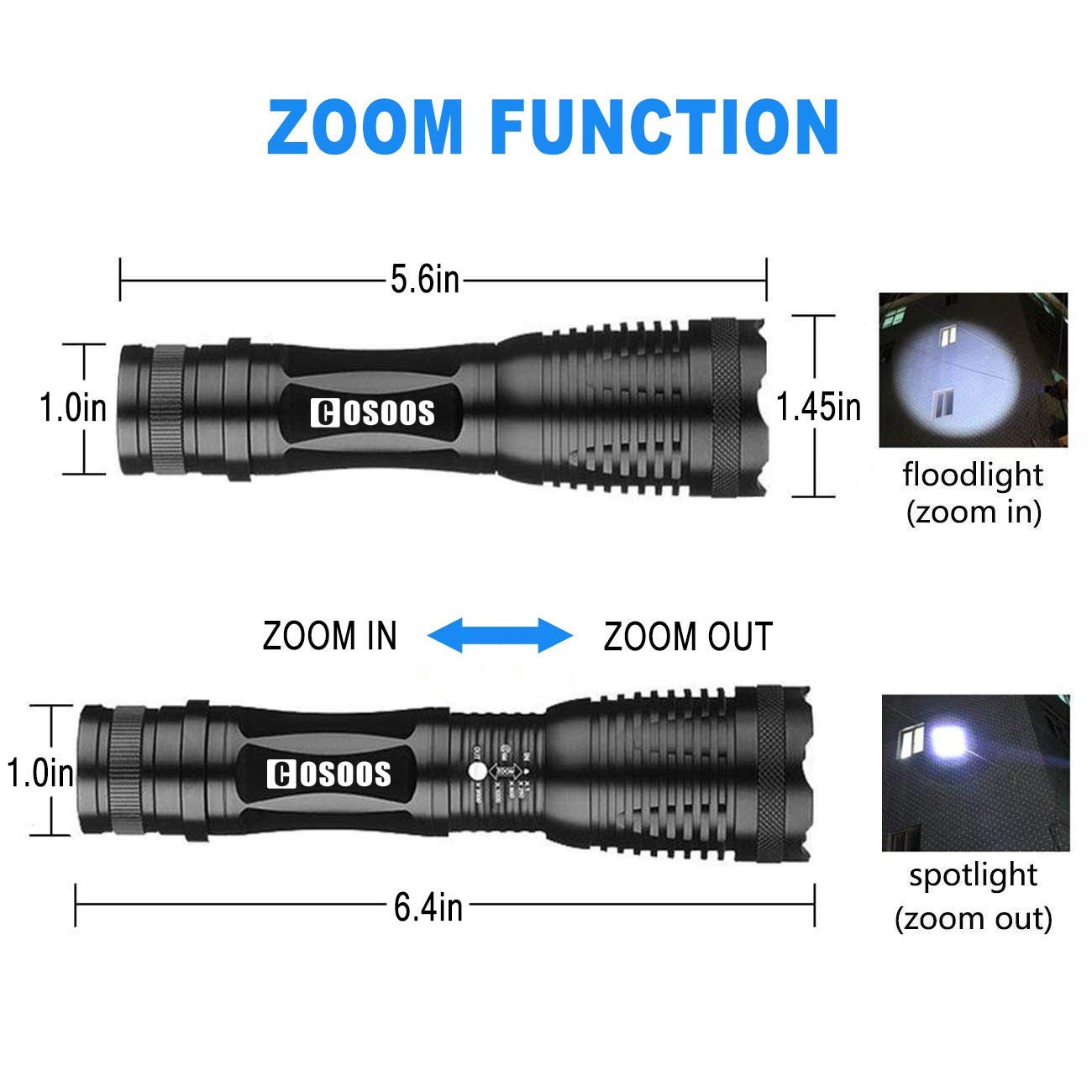 COSOOS 2 Pack UV Flashlight Blacklight, 2 in 1 LED Tactical Flashlight & 395nm Black Light Pet Urine Detector for Dog/Cat Urine, Dry Stains, Bed Bugs, Scorpions