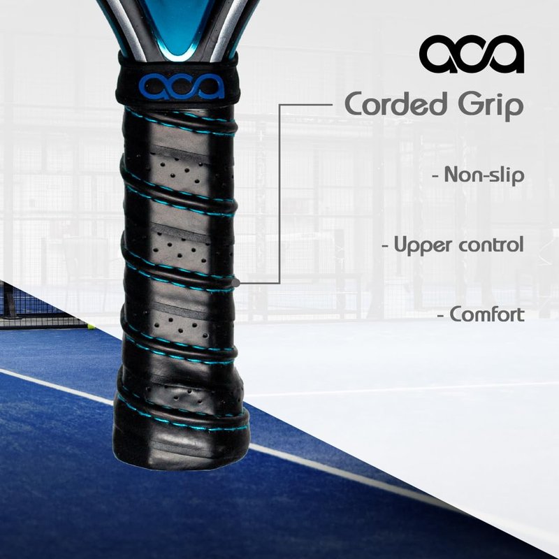 ACA Wave 2 Professional Padel Racket | 3K Carbon | Round Shape | EVA Soft Black | Low-Medium Balance | Great Control & Maneuverability