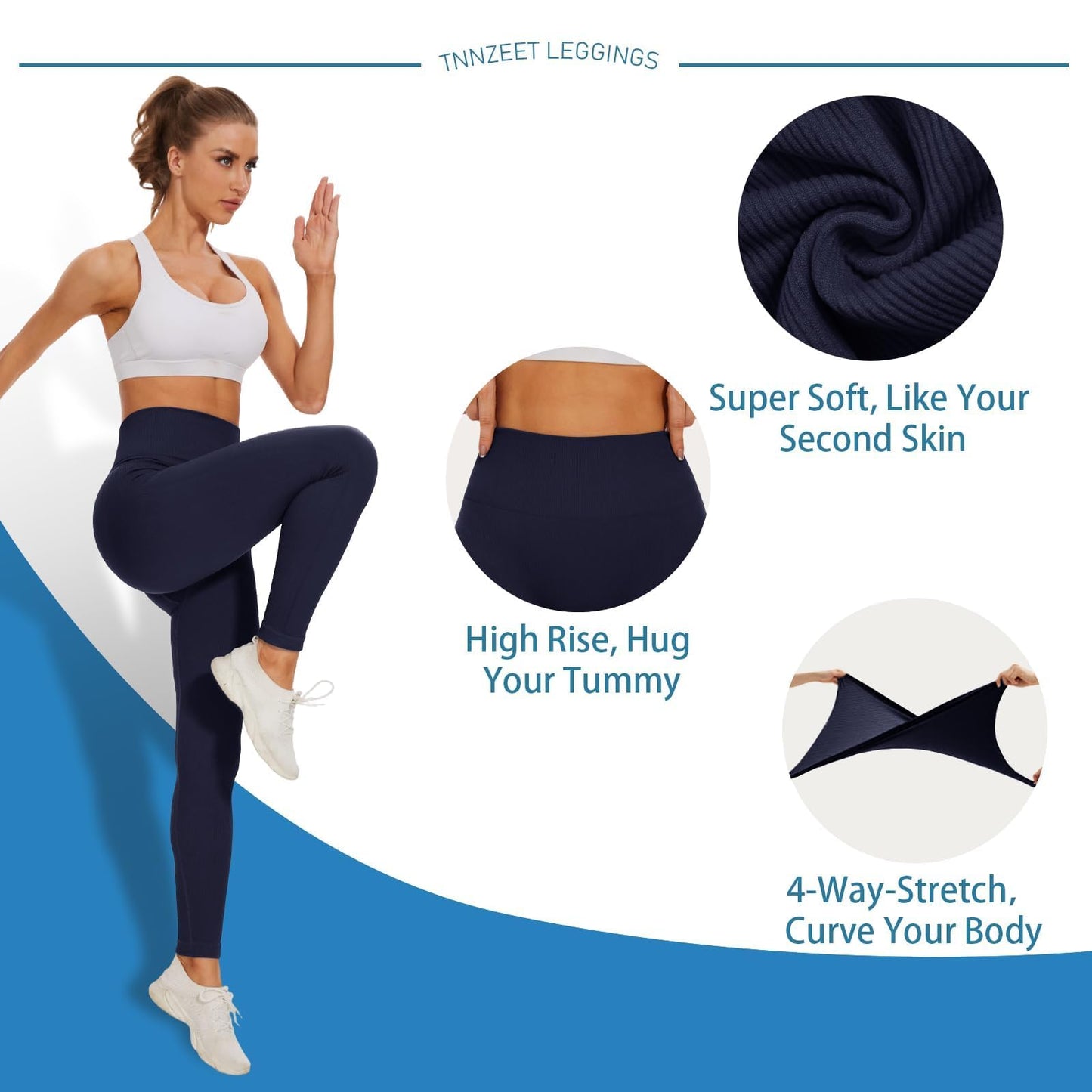 TNNZEET High Waisted Leggings for Women - No See Through Tummy Novelty Workout Yoga Pants with Pockets Reg & Plus