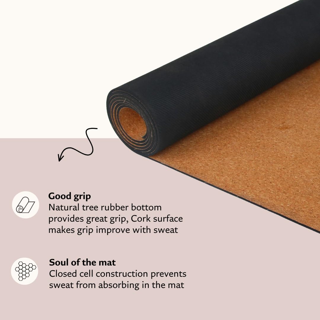 Shakti Warrior Chakra Cork Yoga mat - Artist Designed, Premium eco friendly mats, Non Slip, Non Toxic, Great for Regular & Hot Yoga, Pilates and Work out (72 inch x 24 inch x 3mm Thick)