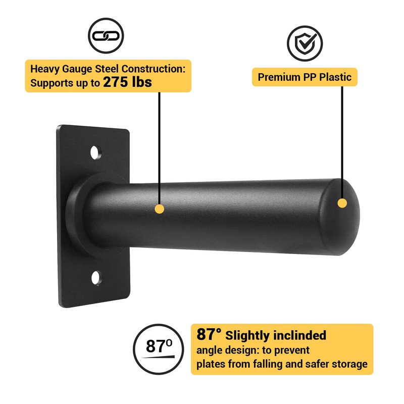 A2ZCARE Wall Mount Weight Plate Holder – Fits 2” Olympic Weight Plates (Set of 4)