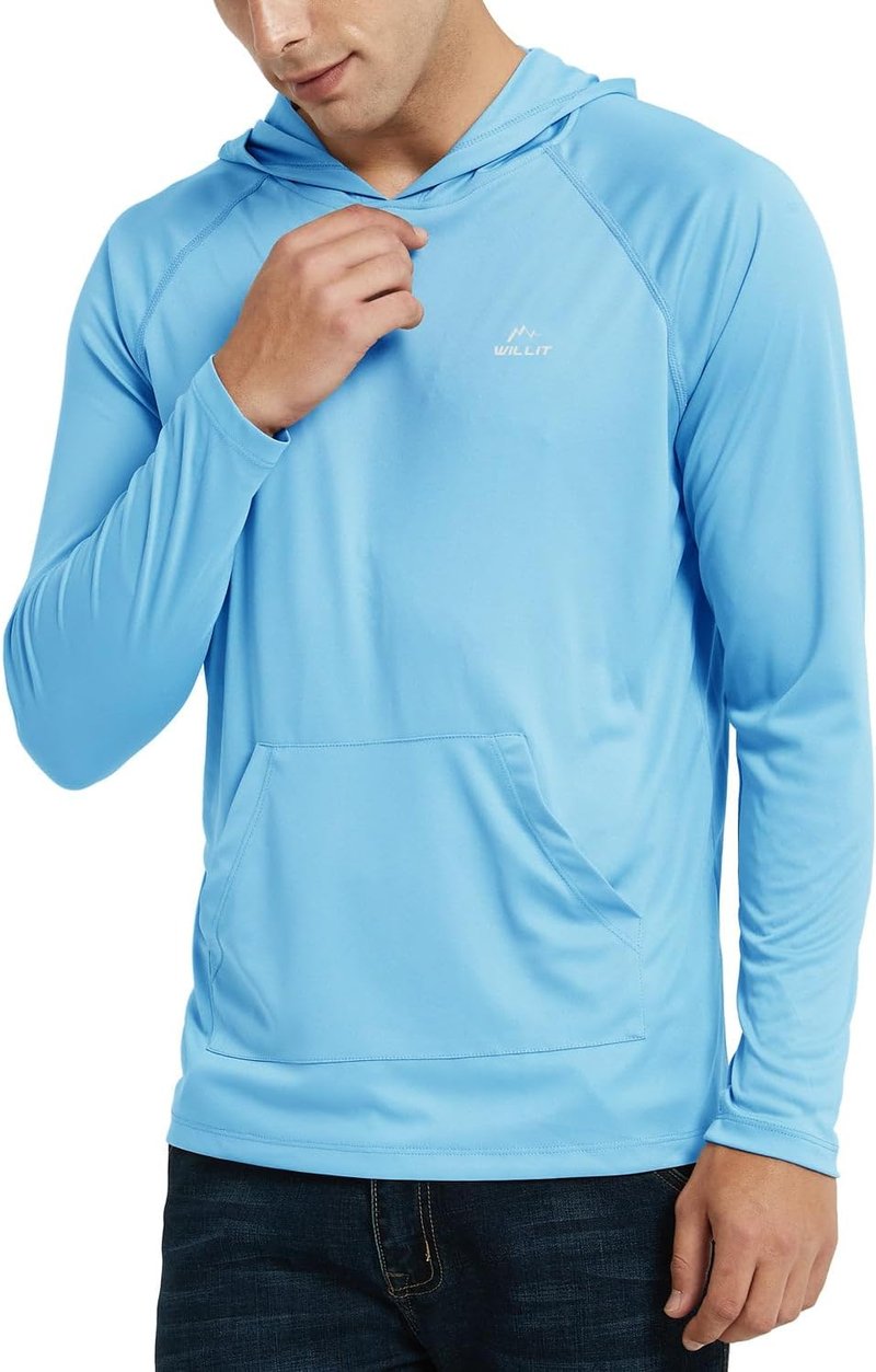 Men's UPF 50+ Sun Protection Hoodie - Lightweight Long Sleeve Rash Guard for Fishing | Outdoor UV Shirt with Pocket