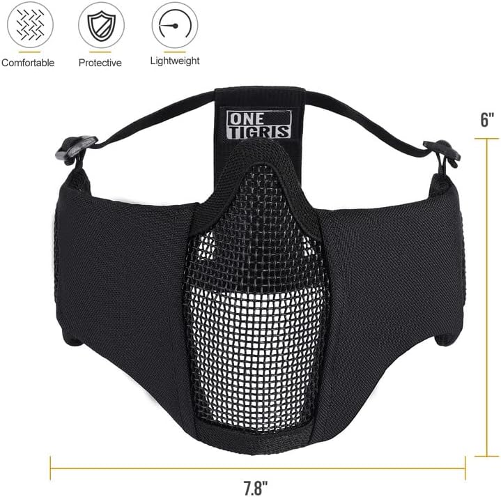 OneTigris Tactical Half Face Airsoft Mesh Mask - Foldable Design with Ear Protection | Military-Grade Comfort