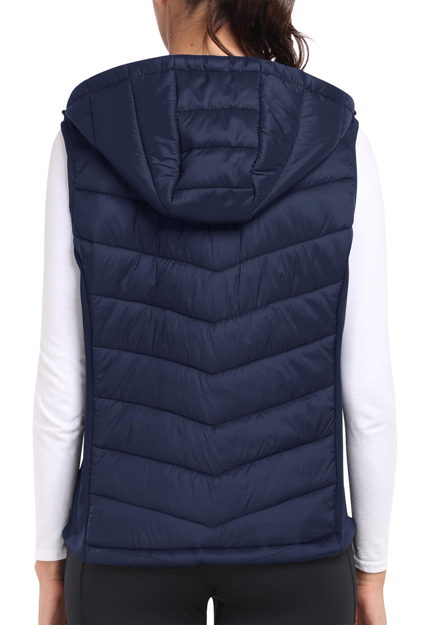 MoFiz Women's Lightweight Running Vest Full Zip Winter Cold Weather Gear Thermal Cycling Workout Vest Navy S