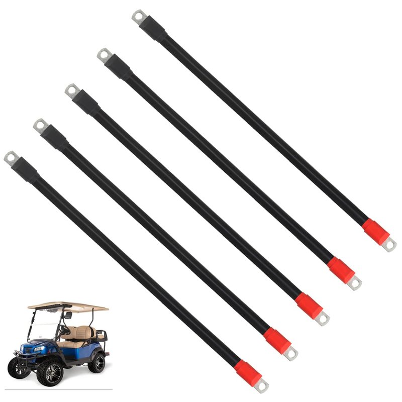 Golf Cart Battery Cable，HKOO Golf Cart Battery Cable Set for Club Car DS 1995-Up 48 Volt 4 Gauge (Set of 5)