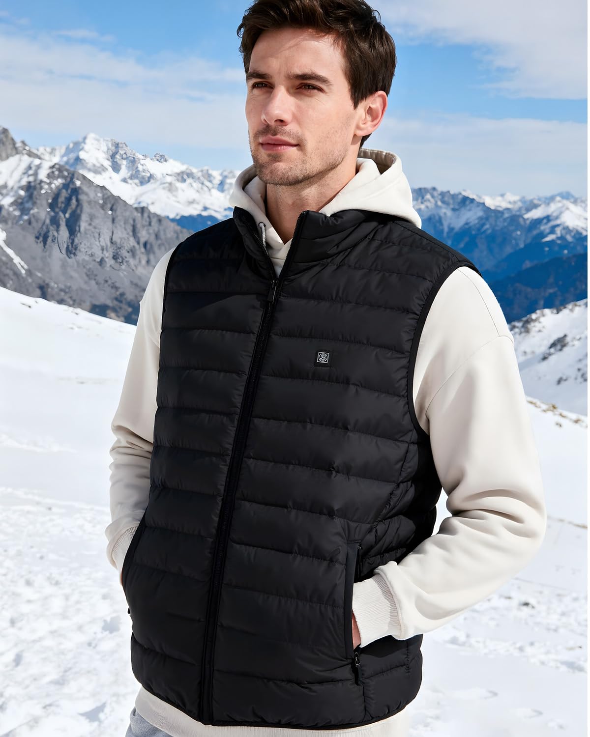 SIMQELLI Men's Lightweight Heated Vest, 3 Heating Levels 4 Heating Zones Outdoor Recreation Vests for Men Women with 10000mAh Battery Pack (M,Black)
