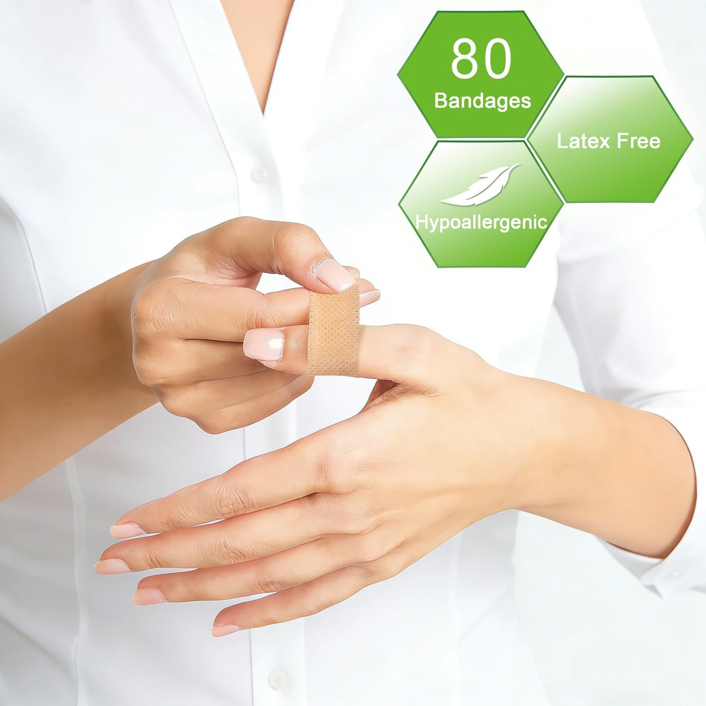 NeuHeils 80 Pks Silicone Bandages for Sensitive Skin Assorted Sizes - Small 0.75x3 (60Pcs) & Large 2x4 (20Pcs) | Non-Stick Pad, Hypoallergenic, Pain-Free Removal Wound Dressings for Fragile Skin