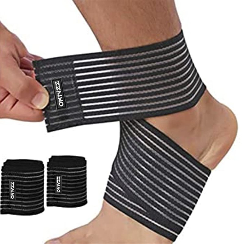 ONTYZZ 2 Pieces 90 cm Adjustable Calf Compression Bandage Support Elbow Wraps Elastic Sports Ankle Bands, Black