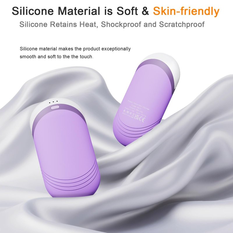 Karecel Thermally Conductive Silicone Hand Warmers Rechargeable 2 Pack, Double-Sided Heating Electric Hand Warmer, Ultra-Thin & Shockproof Heated Hand Warmer, Fits in Gloves & Pockets, Men Women Gifts