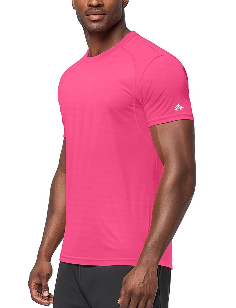 Zengjo Workout Shirts for Men Quick Dry,Moisture Wicking Athletic T-Shirts for Gym Running Sports Exercise(Hot Pink,Medium)