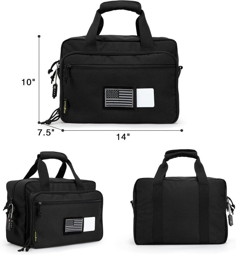 PROFOCUS Small Range Bag - Dual Pistol Handgun Carrying Case with Lockable Zippers | Ideal for Ammo & Revolvers
