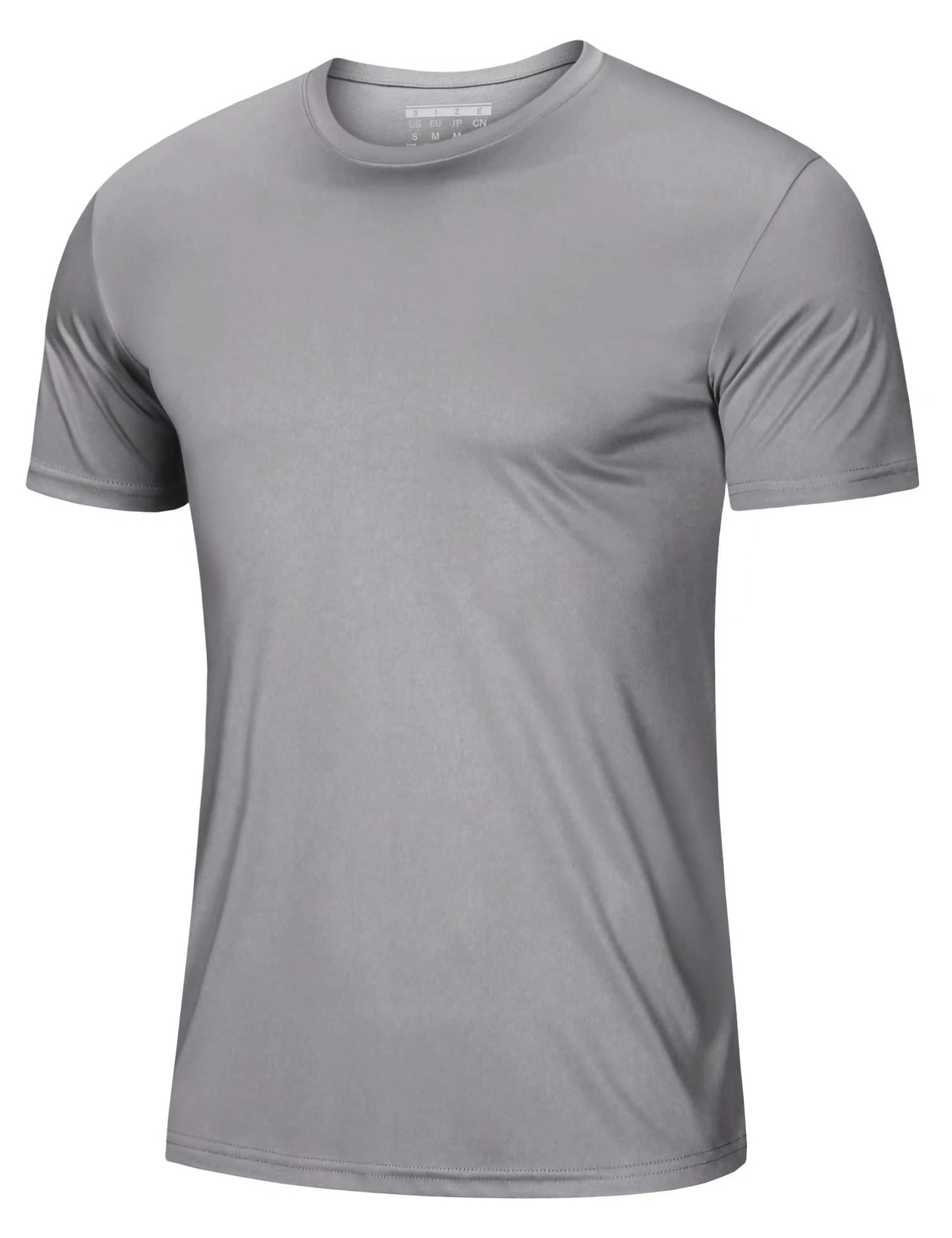 Tee Shirts for Men Short Sleeve Casual Shirts UPF 50+ Sun Protection Gym Athletic T-Shirts Dry Fit Breathable Shirts Outdoor Light Grey