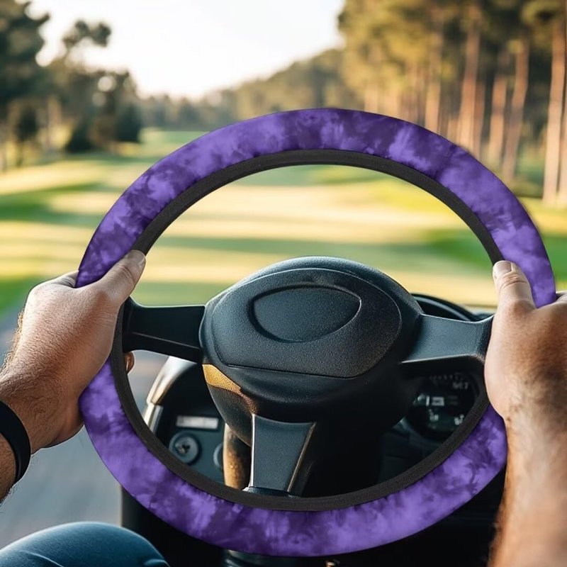 FUIALDOLG Purple Golf Cart Steering Wheel Cover Steering Wheel Protector Anti Slip Stretchable Universal Car Accessory Comfortable Grip for Men/Women