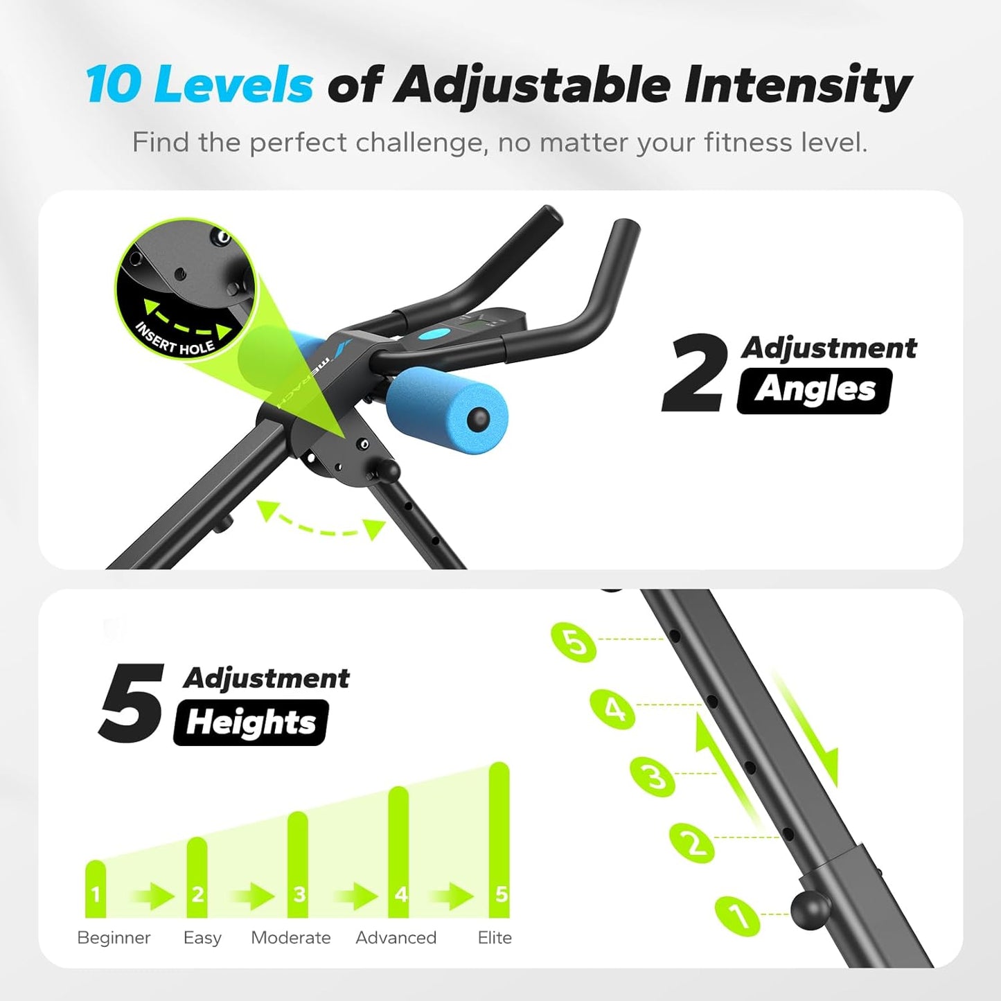 MERACH Ab Machine - Adjustable Ab Trainer for Home Workouts | Foldable Design with Knee Protection