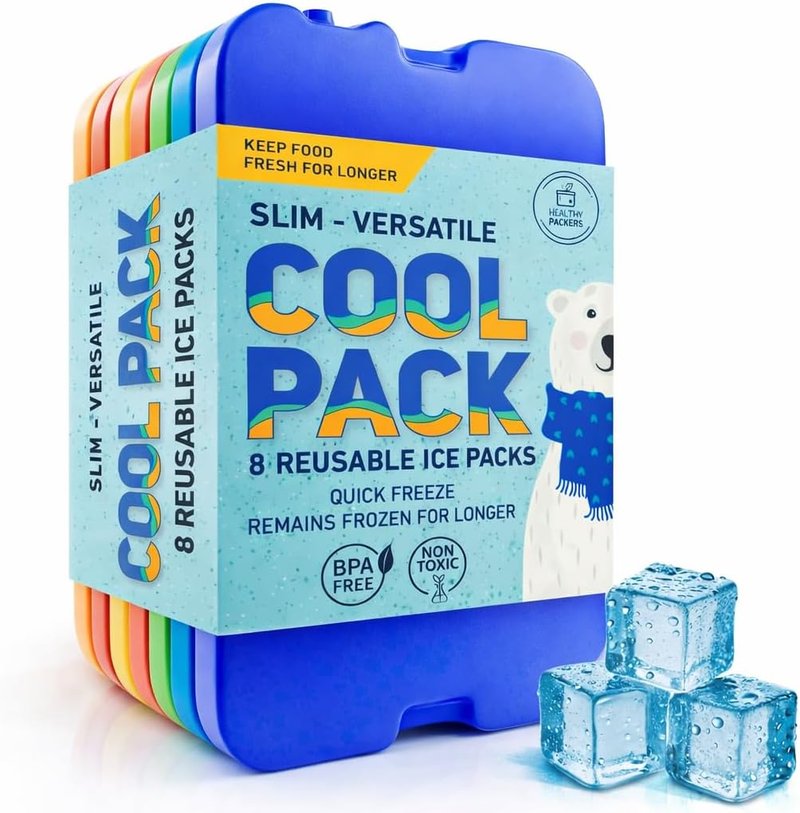 Healthy Packers Ice Packs - Slim Reusable Cool Packs for Lunch Boxes & Coolers | 8-Pack Set