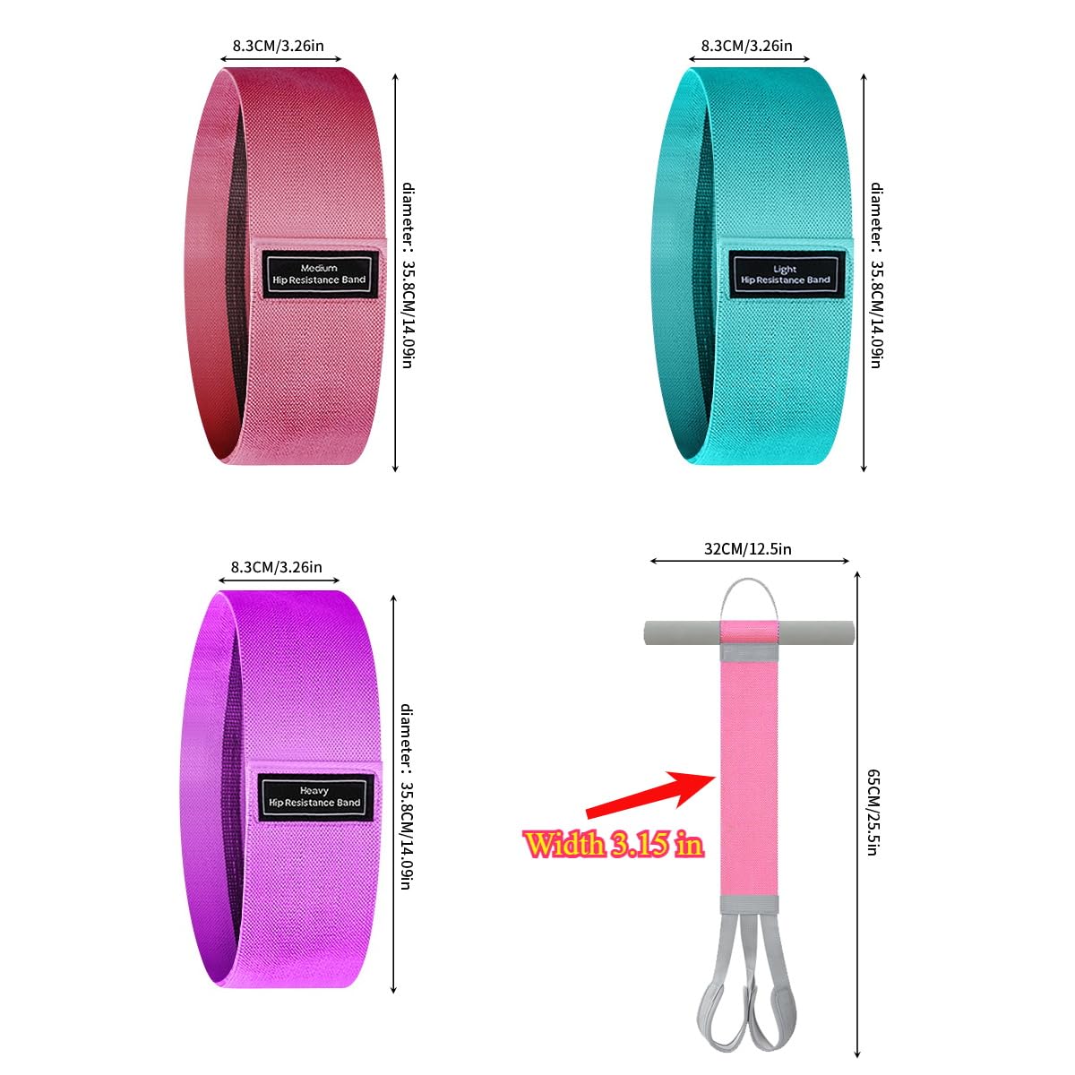 Durable Pedal Resistance Band with Handles, 3 Tension Levels Hip Bands Set, Upgraded Anti-Snap Foot Pull Exercise Band for Home Workout, Strength Training, Yoga Rehabilitation & Physical Therapy(Pink)