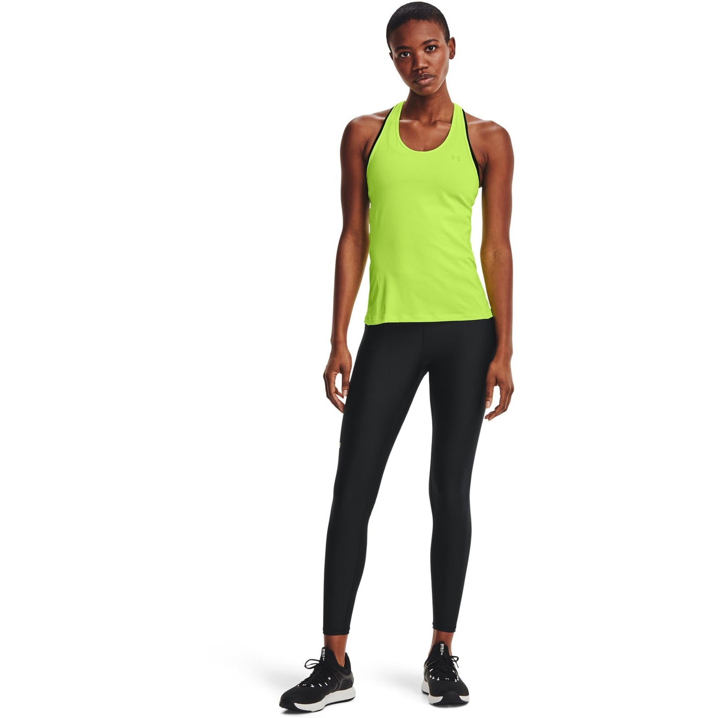 Under Armour Womens HeatGear Armour High No-Slip Waistband Pocketed Leggings , Black (001)/White , Medium