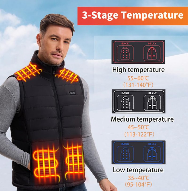 Deceny CB Heated Vest for Men Women, Heated Vest with Battery Pack Rechargeable Electric Heated Body Warmer for Outdoor(Black,XL)