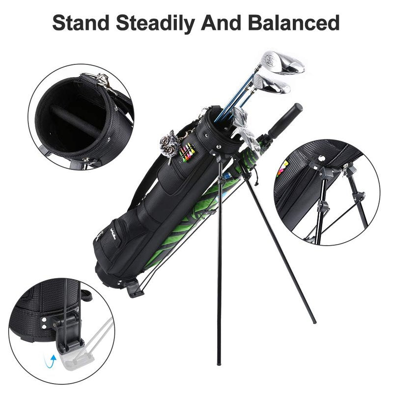 Golf Bag with Stand, Golf Carry Bag with Travel Shoulder, Lightweight Golf Bag for Men Women，Golf Stand Bag (Black)