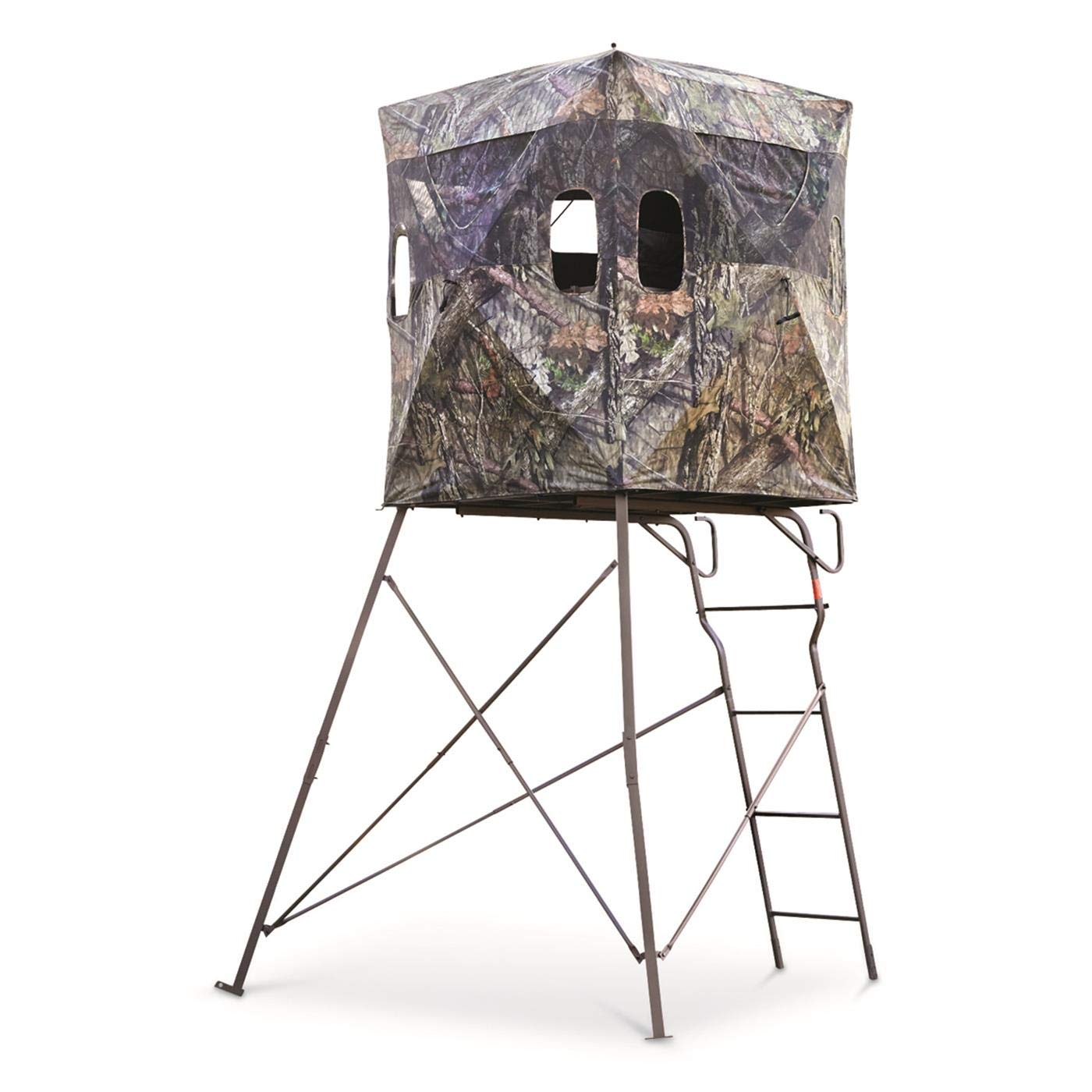Guide Gear 6 Foot Tripod Hunting Tower Blind, 2-Man Stand Elevated, Hunting Gear Equipment Accessories, 4 by 4 Mossy Oak Country Roots