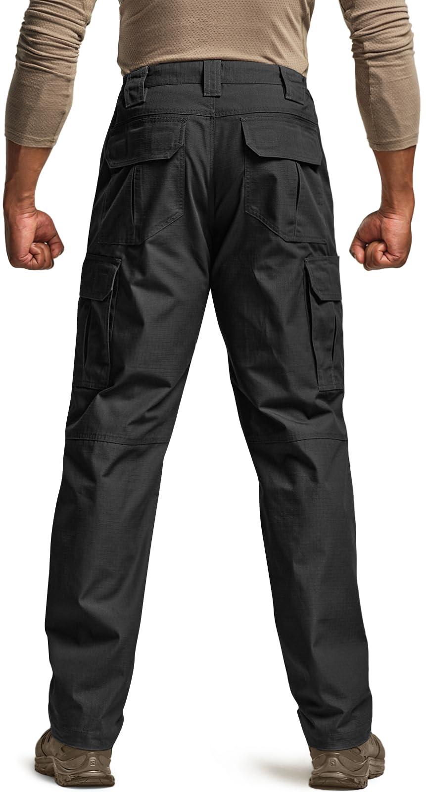 CQR Men's Tactical Pants, Water Resistant Ripstop Cargo Pants, Lightweight EDC Work Hiking Pants, Outdoor Apparel, Raider Black, 30W x 32L