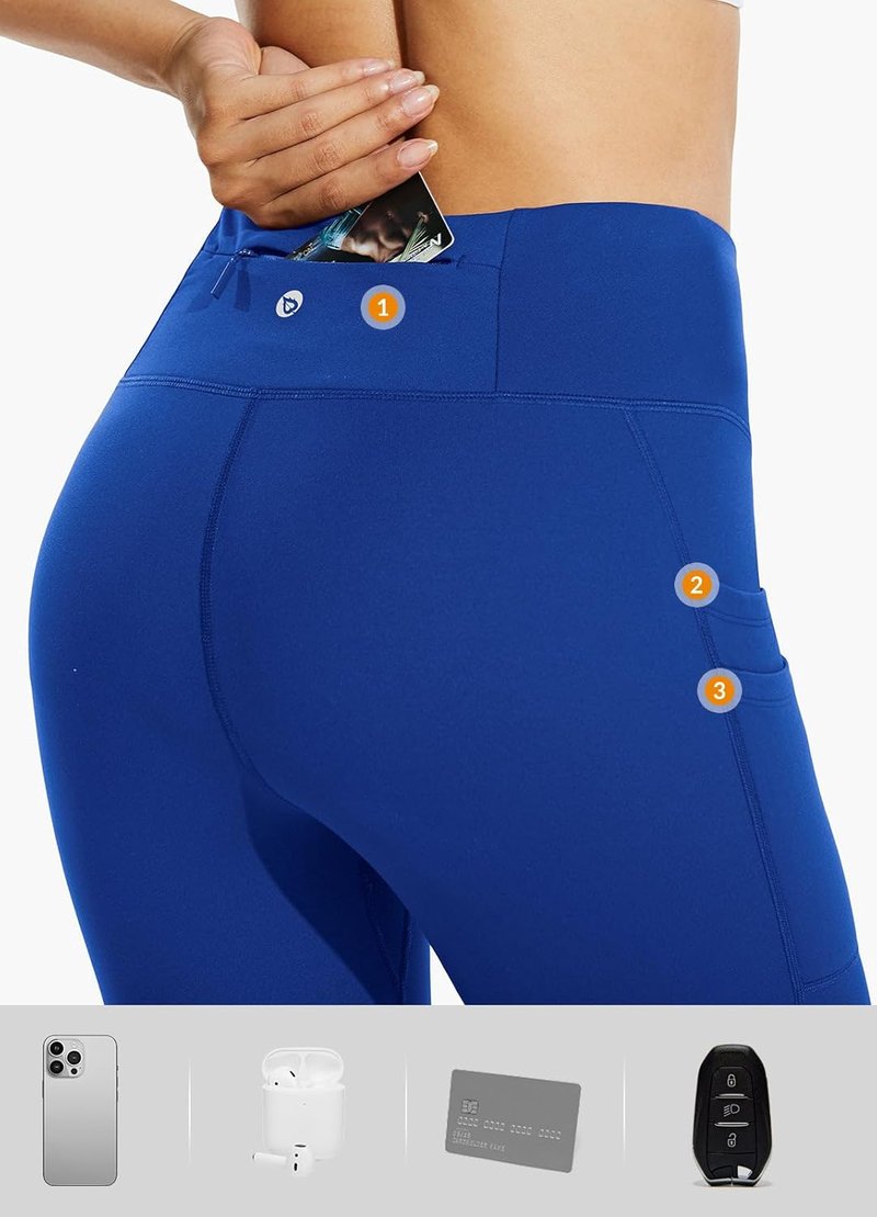 Baleaf Women's Fleece Lined Leggings - Water Resistant Thermal Tights | High Waisted with Pockets for Running