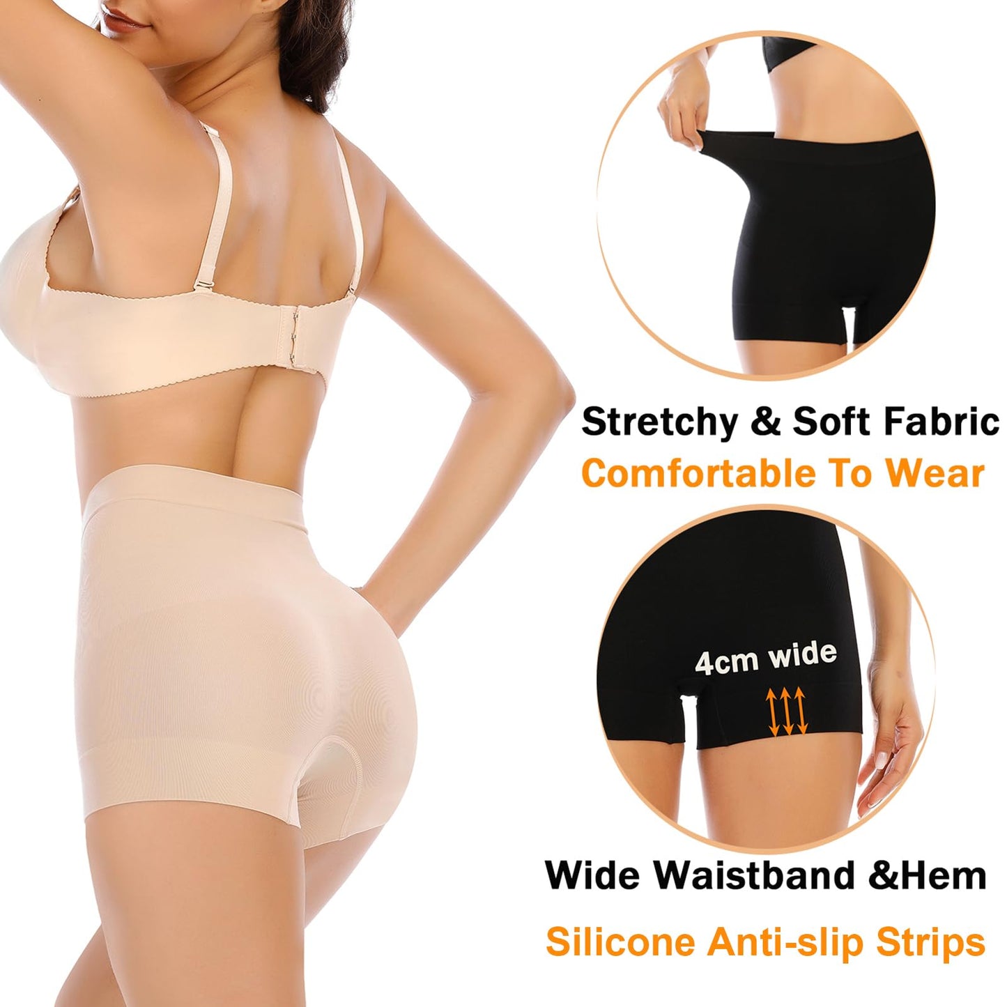 Womens Seamless Shaping Boyshorts Panties Tummy Control Underwear Slimming Shapewear Slip Shorts(#A2 Beige(light Tummy Control),Small)
