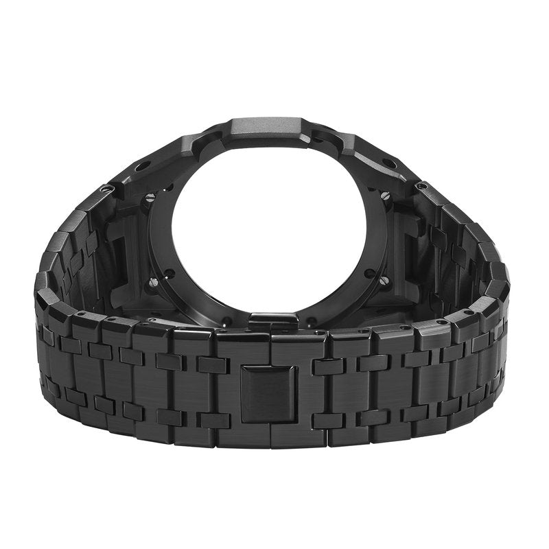 SRDZ Ga2100 Band Case Strap Mod Kit,Round Ring Metal Bezel 316L Steel Modify Custom Parts Compatible With Casioak G-shock Ga-2100/Ga-2110/GAB-2100 (Silver)