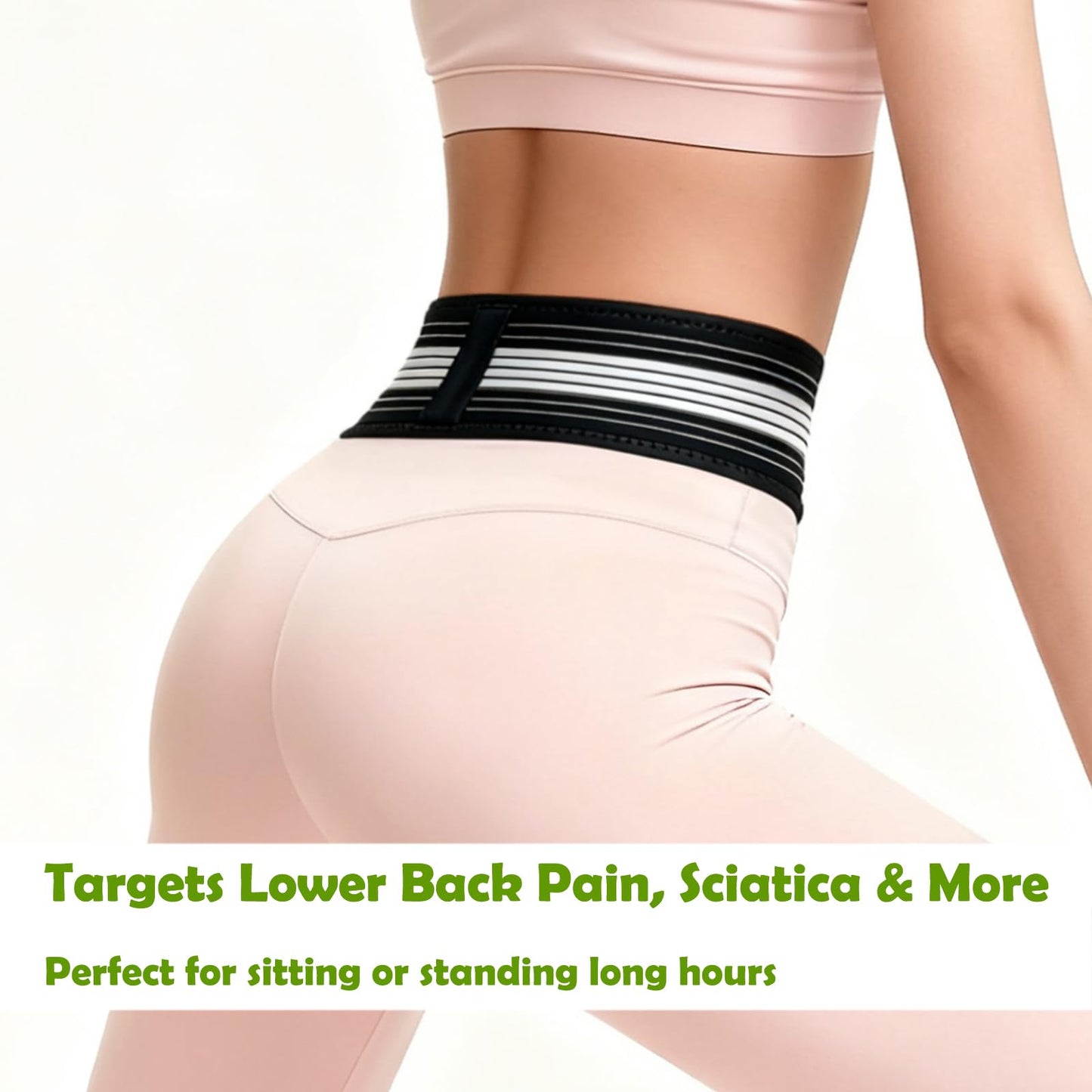 Lightweight Lower Back Brace for Women Men: Narrow Lumbar Support for Pain Relief/Adjutable Dual Compression Belt Alleviates Pain in Lower Back, Leg, Pelvis, Hip&Spine Sciatica/Good for Work Excercise