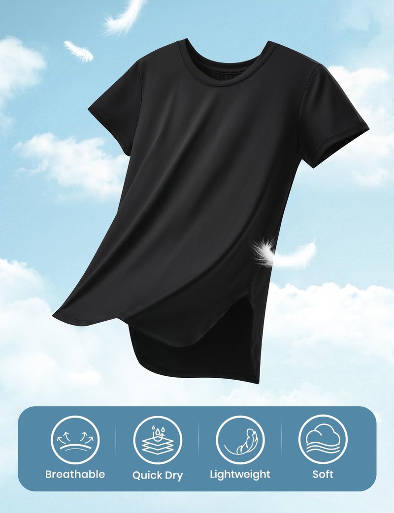 Cosy Pyro 4-Pack Workout Tops for Women UPF 50+ Yoga Shirts Short Sleeve Athletic T-Shirts Quick Dry Running Gym Tee Black/Gray/White/Army L