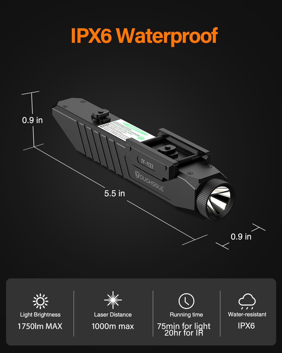 TOUGHSOUL Mlok Picatinny Tactical Flashlight with Blue Laser Sight Combo