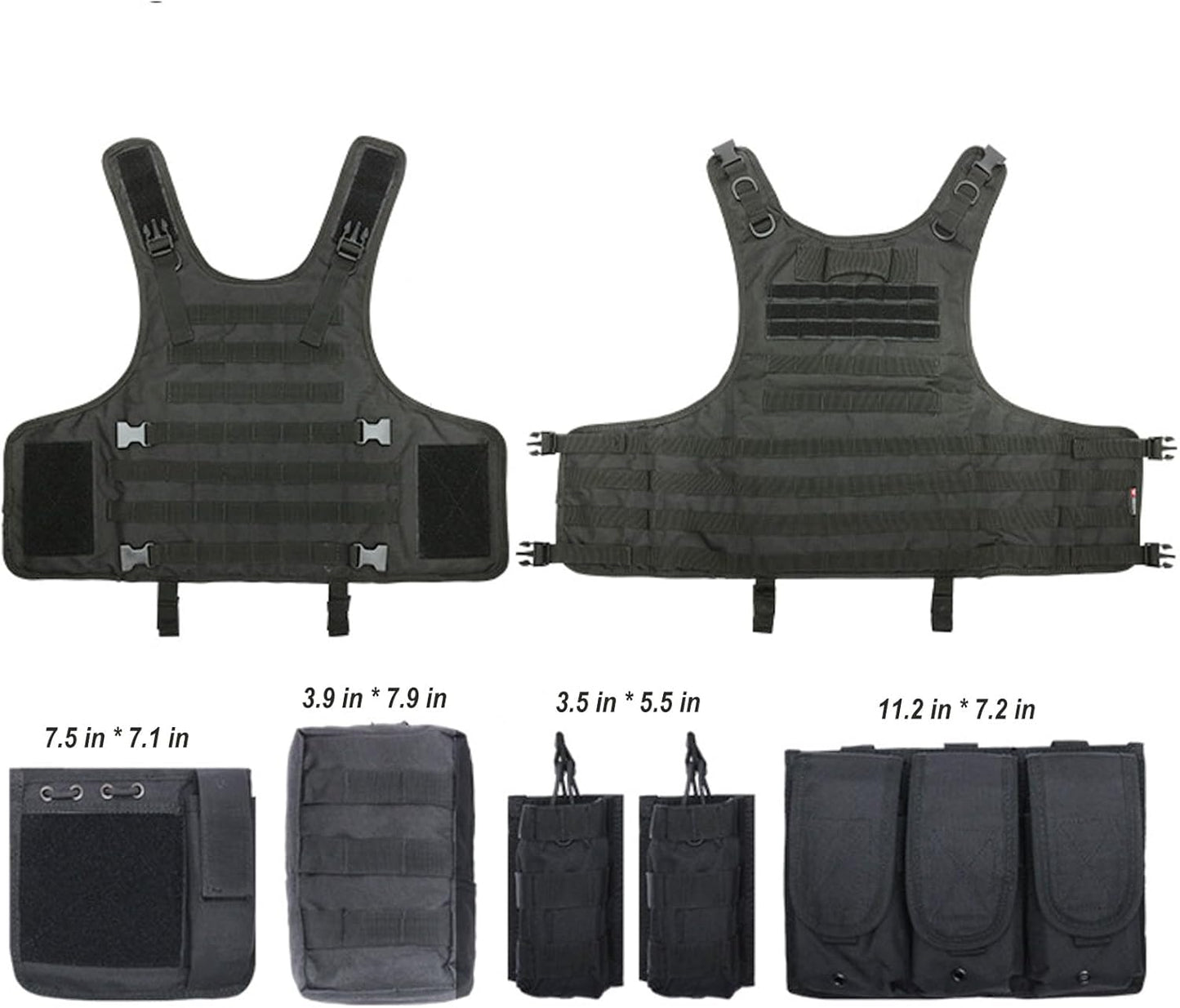 Tactical Molle Airsoft Vest with Pouches, Gloves & Balaclava | Military Costume Gear for Men