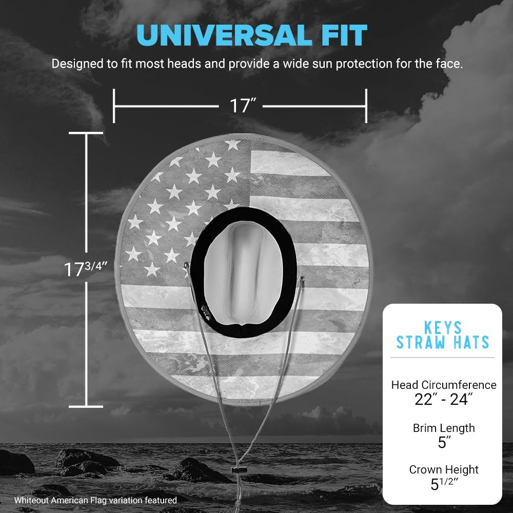 New Premium Keys Straw Hat for UV Sun Protection | UPF 50+ Sun Protection, Adjustable Drawstring, Universal Size | by SA Co. | Ideal for Beach, Fishing, Outdoor Activities | Hawaiian Surf