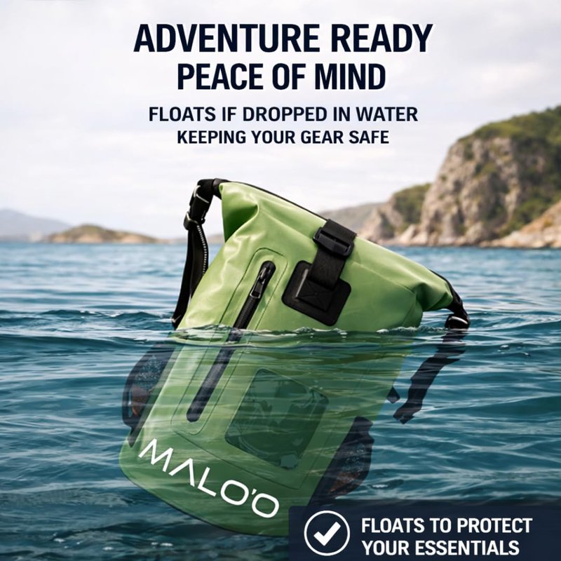 Malo’o 30L Waterproof Dry Bag Backpack – Roll Top Heavy Duty 500D PVC Dry Pack with Padded Straps, IPX6 Waterproof, Keeps Gear Dry for Kayaking, Fishing, Beach, Camping & Travel