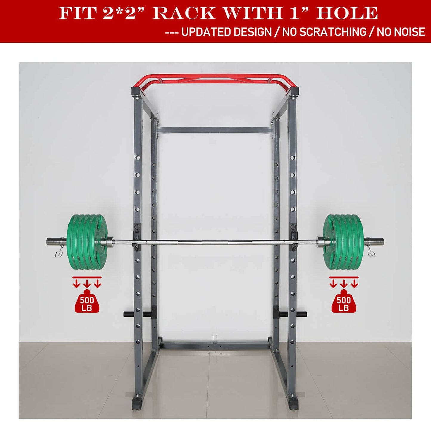 SYL Fitness J-Hooks for 2x2" Power Rack with 1" Hole, Barbell Holder/Squat Rack Accessories J Cups