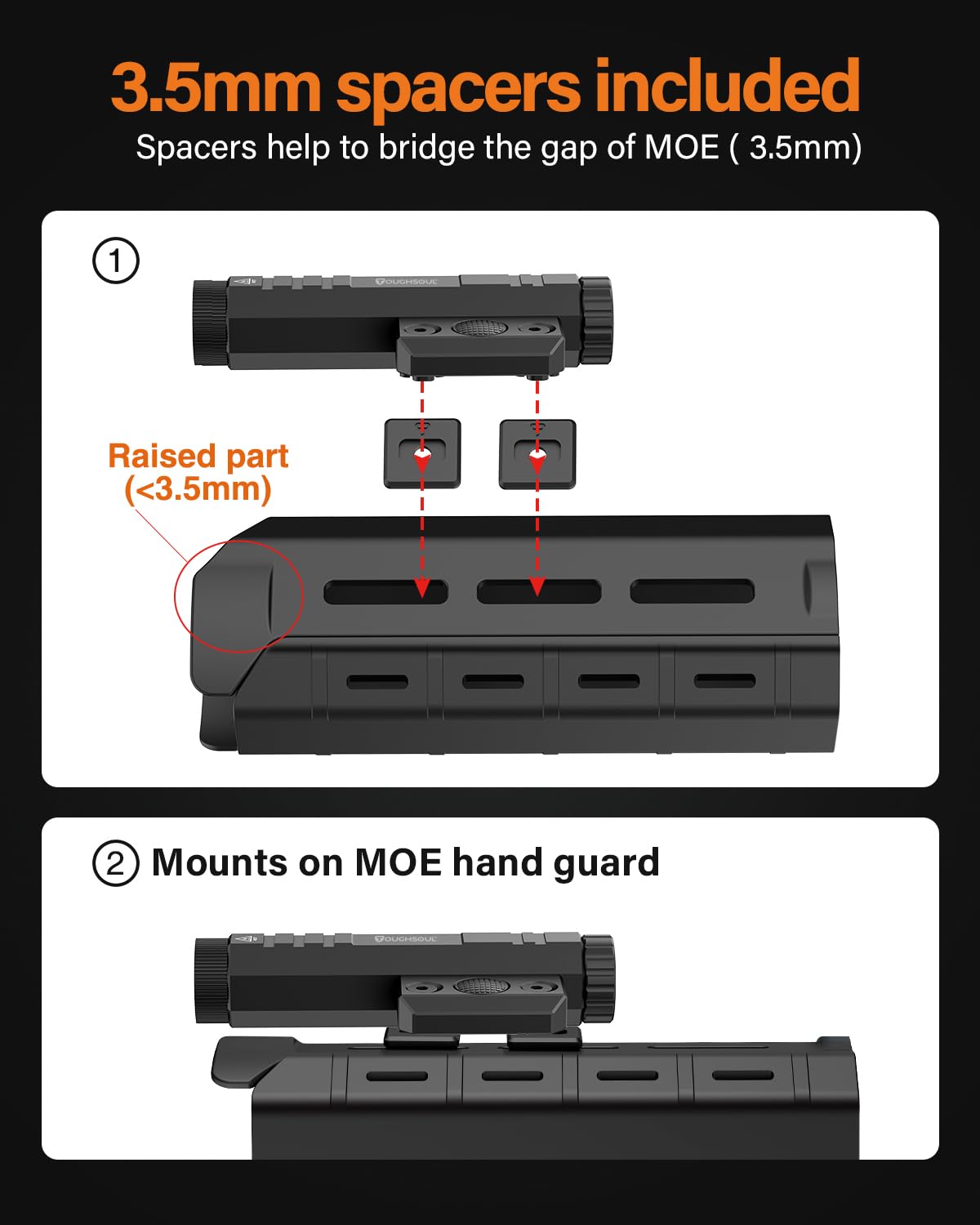 TOUGHSOUL Mlok/Picatinny Tactical Flashlight 2400 Lumen