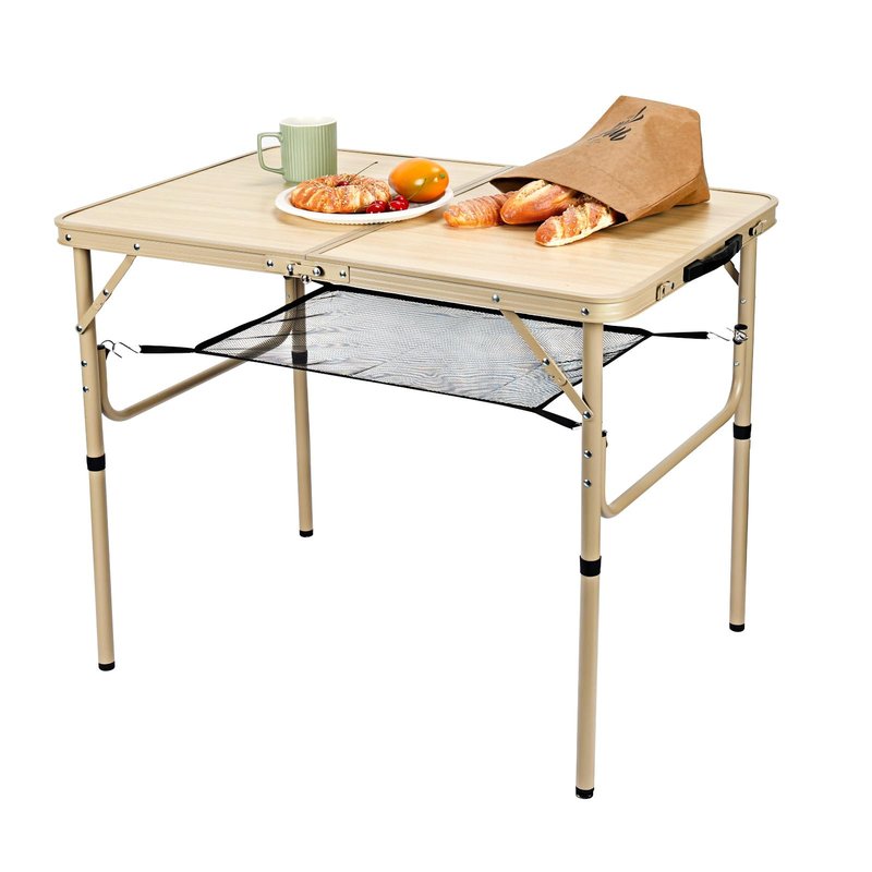 Byliable Folding Table 3FT Camping Table 2 Adjustable Height Lightweight Portable Aluminum Mini Foldable for Picnic Beach Indoor Outdoor, Yellow