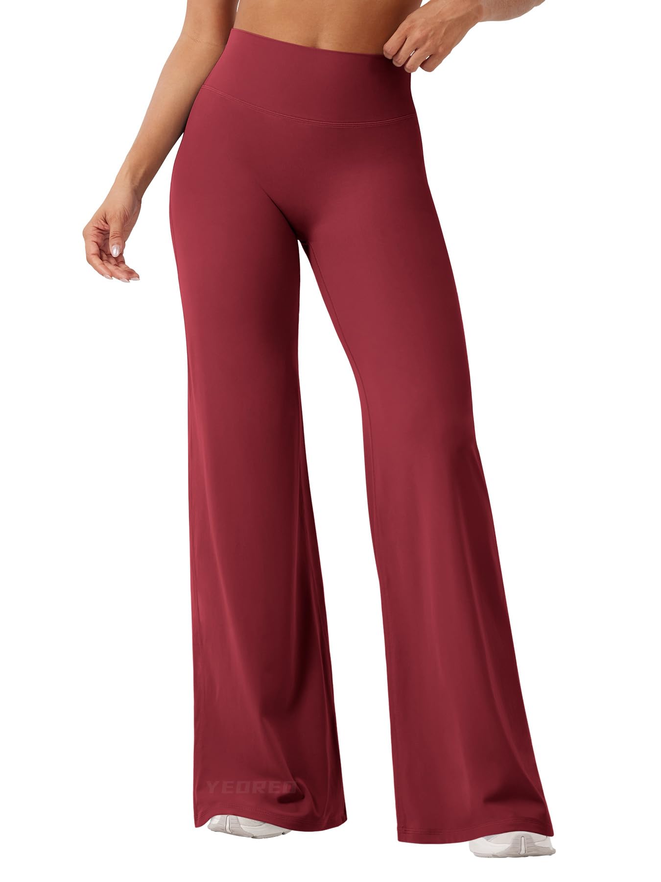 YEOREO Workout Leggings Womens No Front Seam Straight Leggings 33" High Waist Buttery Eddiy Gym Yoga Pants Ancora Red XL