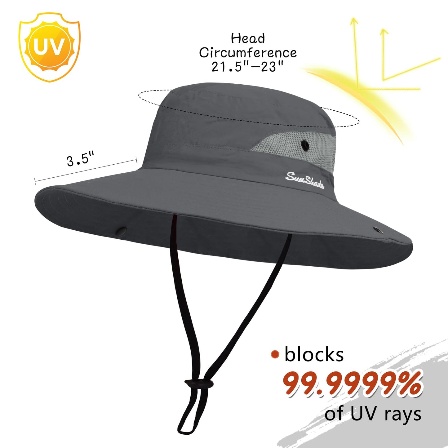 ZOORON Women's Ponytail Safari Sun Hat,Wide Brim UV Protection Outdoor Bucket Hat,Foldable Beach Summer Fishing Hat