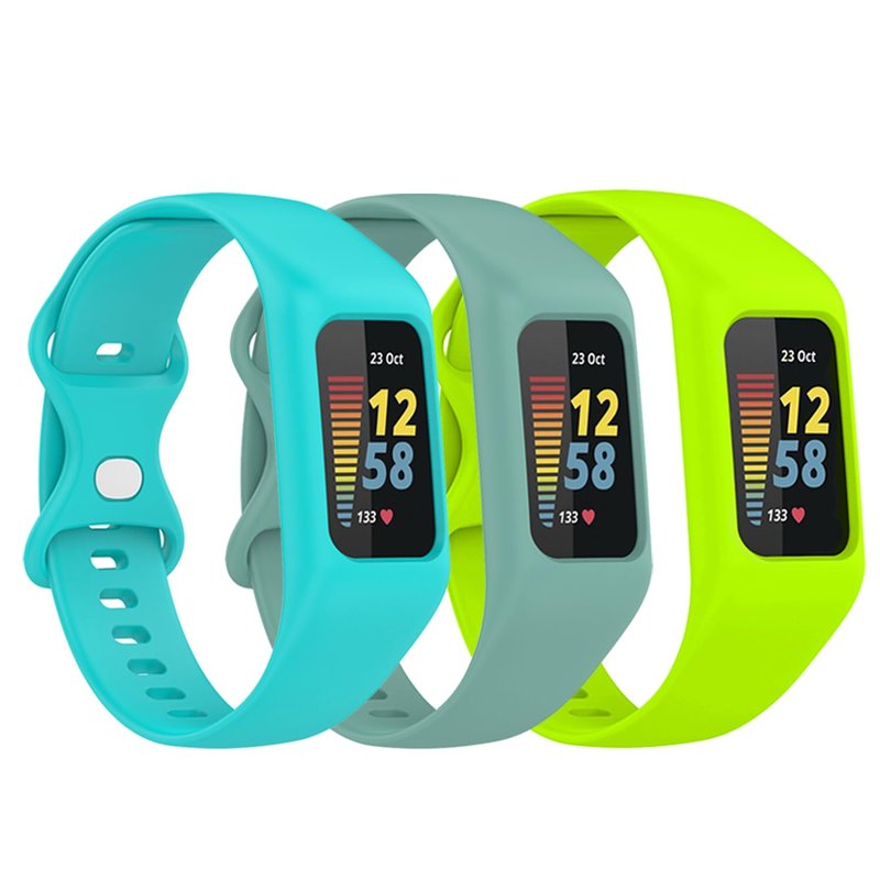 Gheper 3 Pack Soft Watchband Compatible with Fitbit Charge 6, Charge 5, Charge 4, Charge 3/3SE Silicone Wristband All-round Protective Band Replacement Bracelet Strap