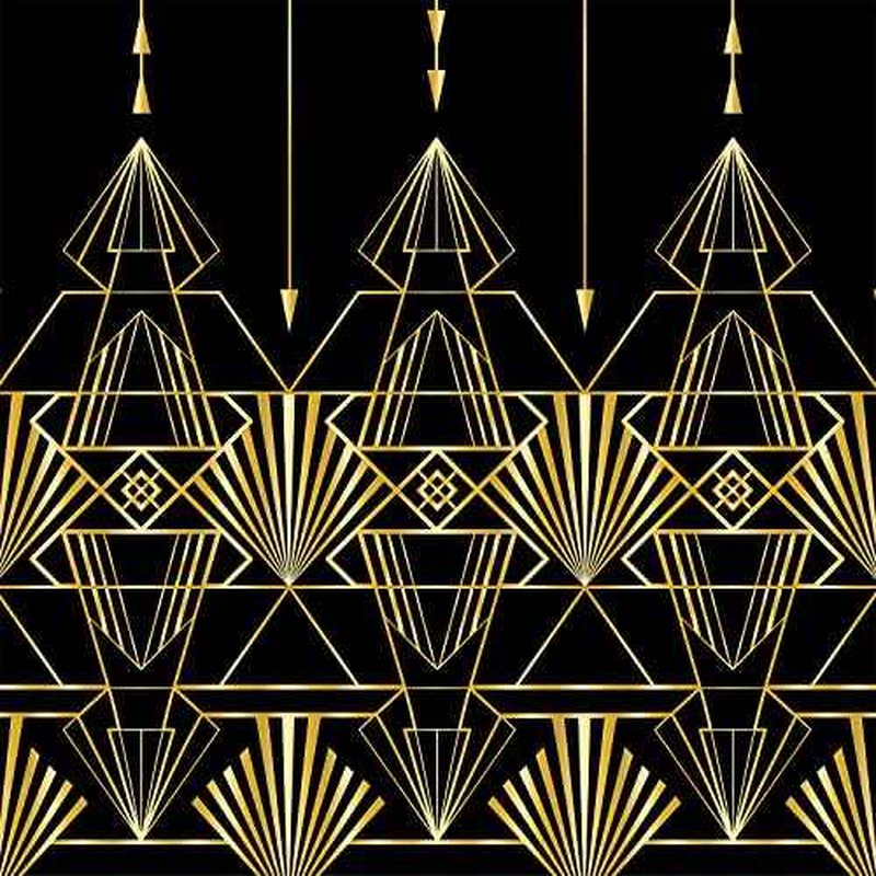Beistle 2-Count Great 1920s Tablecover, Art Deco Decor & Table Decorations for Party, Hollywood Decor, Plastic Black & Gold Plastic Cover, 54" x 108"