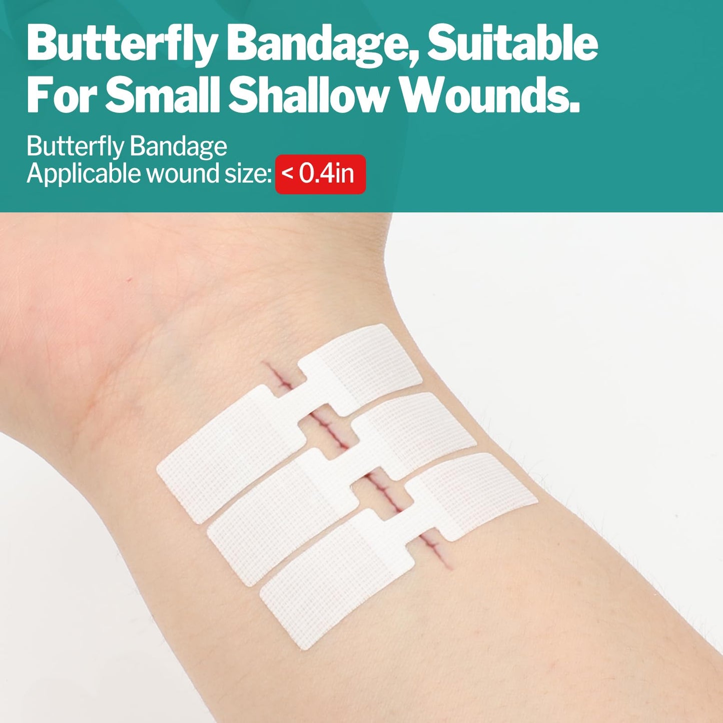 AZEN 28 Pack Wound Closure Strips, 3 Types Butterfly Bandages, Emergency Laceration Closure Kit, Repair Wounds Without Stitches, Quick Clot Zip Stitch Wound Closures Device