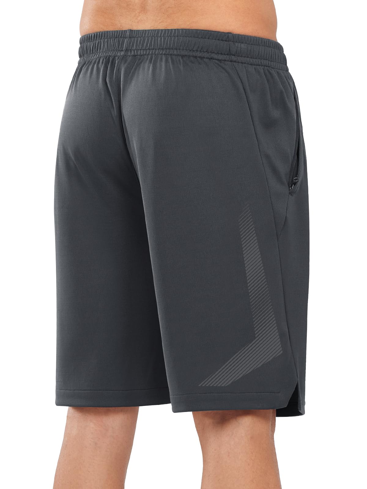 NORTHYARD Men's 10" Athletic Basketball Shorts with Zipper Pockets Quick Dry Lightweight Running Workout Mesh Gym Shorts Darkgrey M