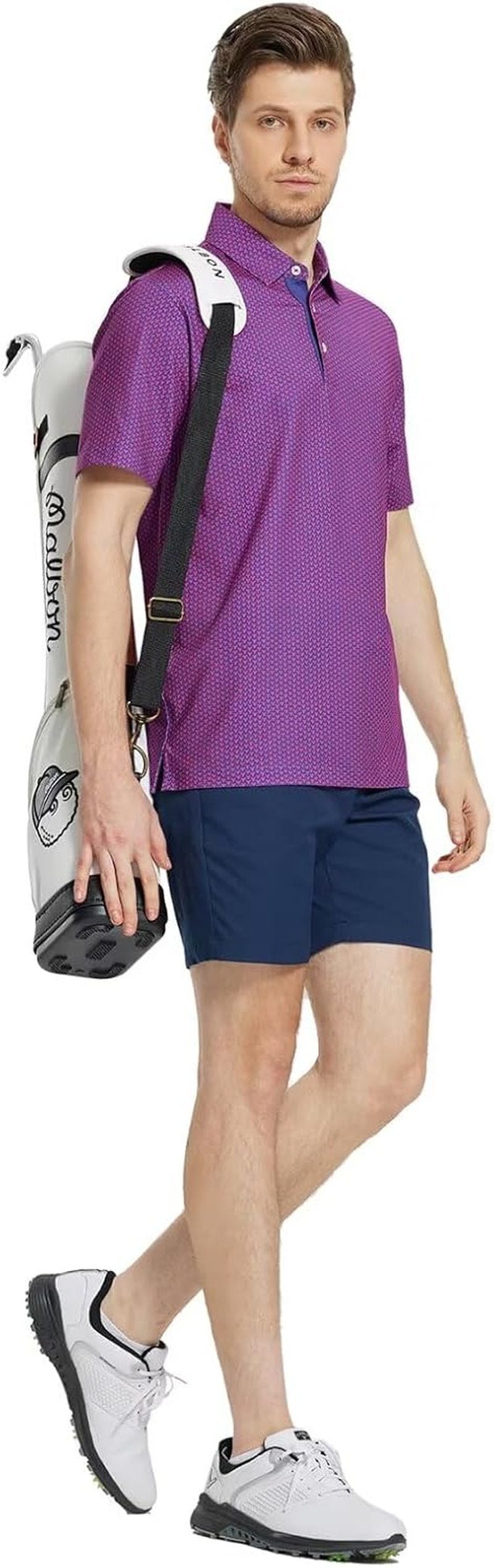 Men's Golf Shirt - Short Sleeve Dry Fit Moisture-Wicking Polo with Performance Patterns | Comfortable Fit