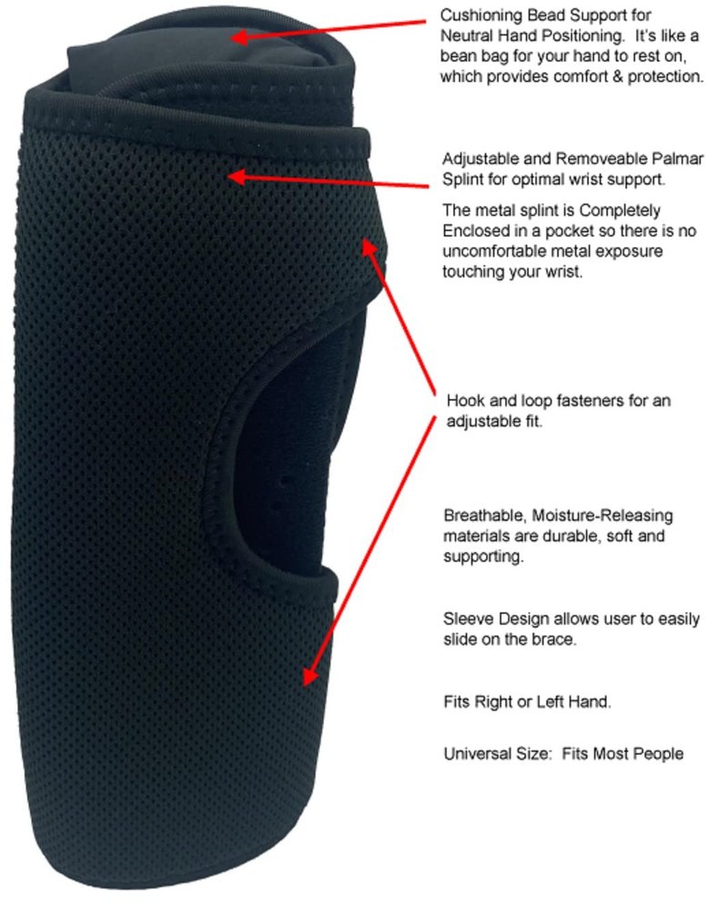 Therapist’s Choice® Night Wrist Sleep Support Brace, Cushioned to Help Relieve Carpal Tunnel Symptoms and Treat Wrist Pain, Fits Right or Left Hand, Adjustable-Fits Most Sizes