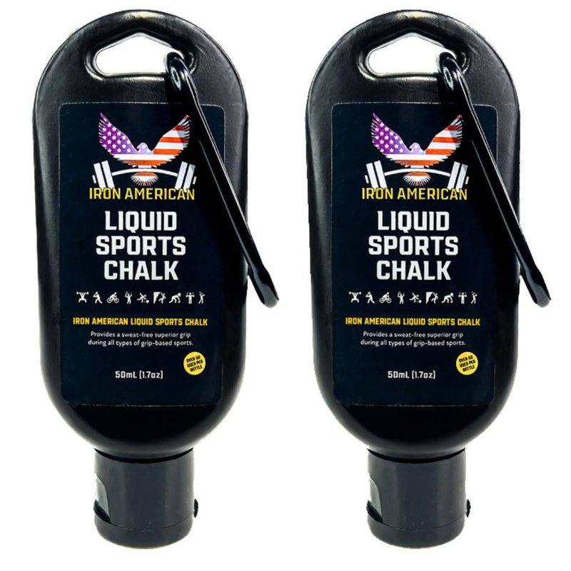 IRON AMERICAN Liquid Chalk - No-Mess Long-Lasting Grip for Weightlifting, Gymnastics, Rock Climbing, and Fitness Training - 50ml Travel Bottle - Advanced Hand Chalk for Gym - 2pk