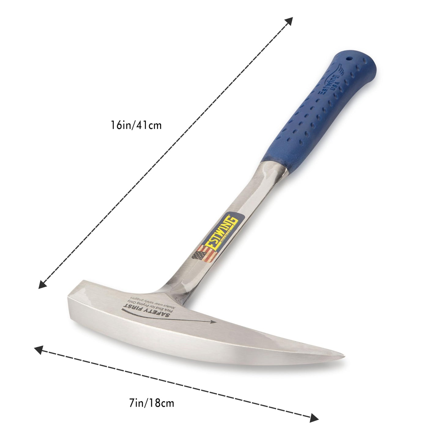 ESTWING Rock Pick - 22 oz USA Made Geology Hammer with Pointed Tip & Shock Reduction Grip - E3-23LP