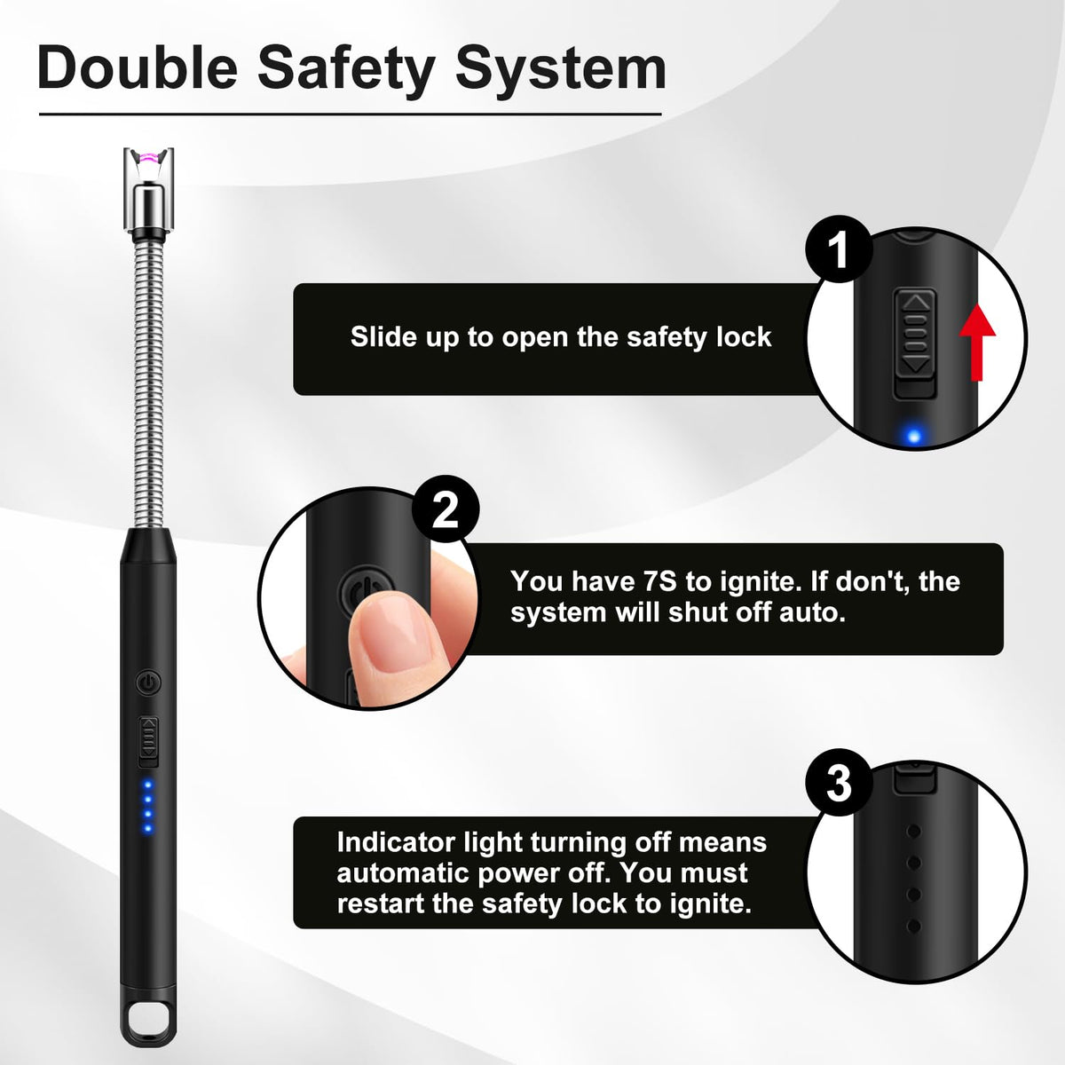 LcFun 2 Pack Candle Lighter USB C Rechargeable Electric Lighters with 360° Flexible Neck & Safety Lock, Windproof Flameless Lighters Long Stem Matches for Candle, Grill, BBQ, Gas Stoves
