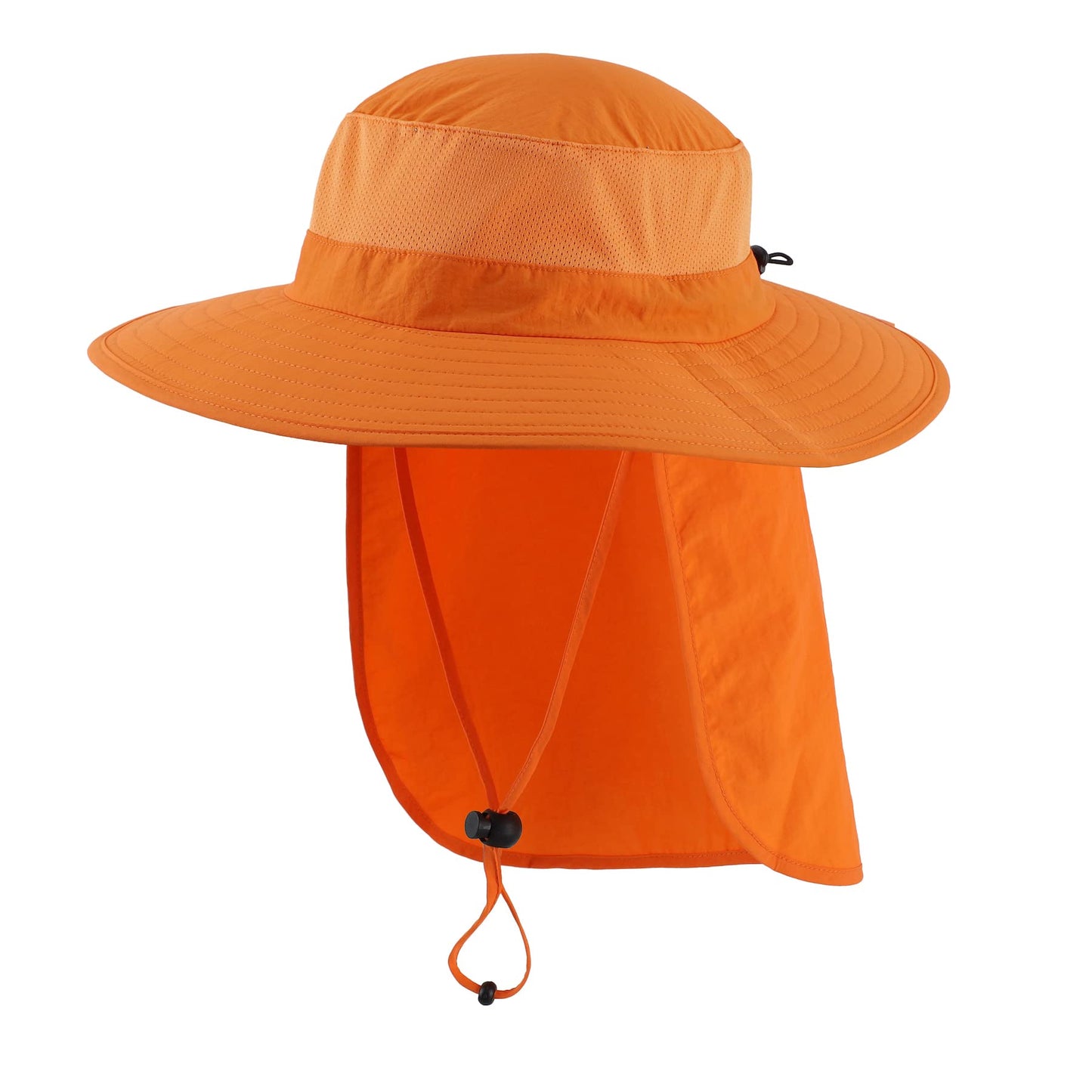 Home Prefer Outdoor UPF50+ Mesh Sun Hat Wide Brim Fishing Hat with Neck Flap (Orange)