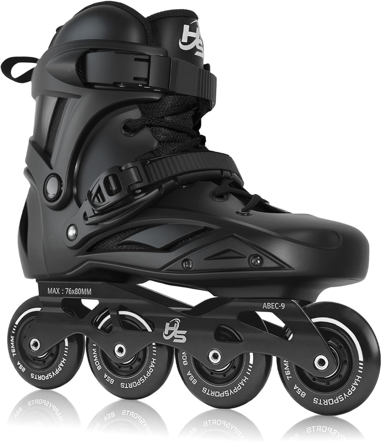 High-Performance Inline Skates for Men & Women - Ankle Support, Aluminum Frame | Smooth Ride on Asphalt & Indoor Fitness, Black